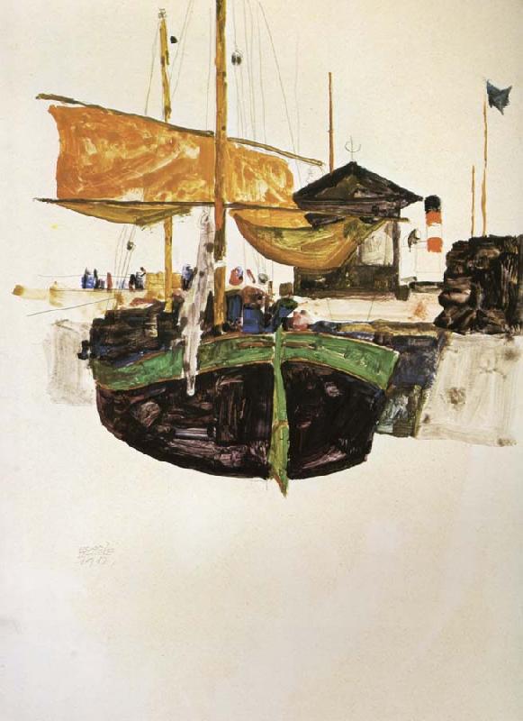 Egon Schiele Ships at Trieste Germany oil painting art
